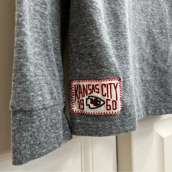Junk Food Mens Kansas City Chiefs Henley Long Sleeve Tee in Gray, Size M - Picture 8 of 8